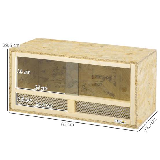 Terrarium Reptiles Bois OSB Maison Portes Verre Coulissantes 60x29cm - ComfortXL Outdoor Living - Image 5