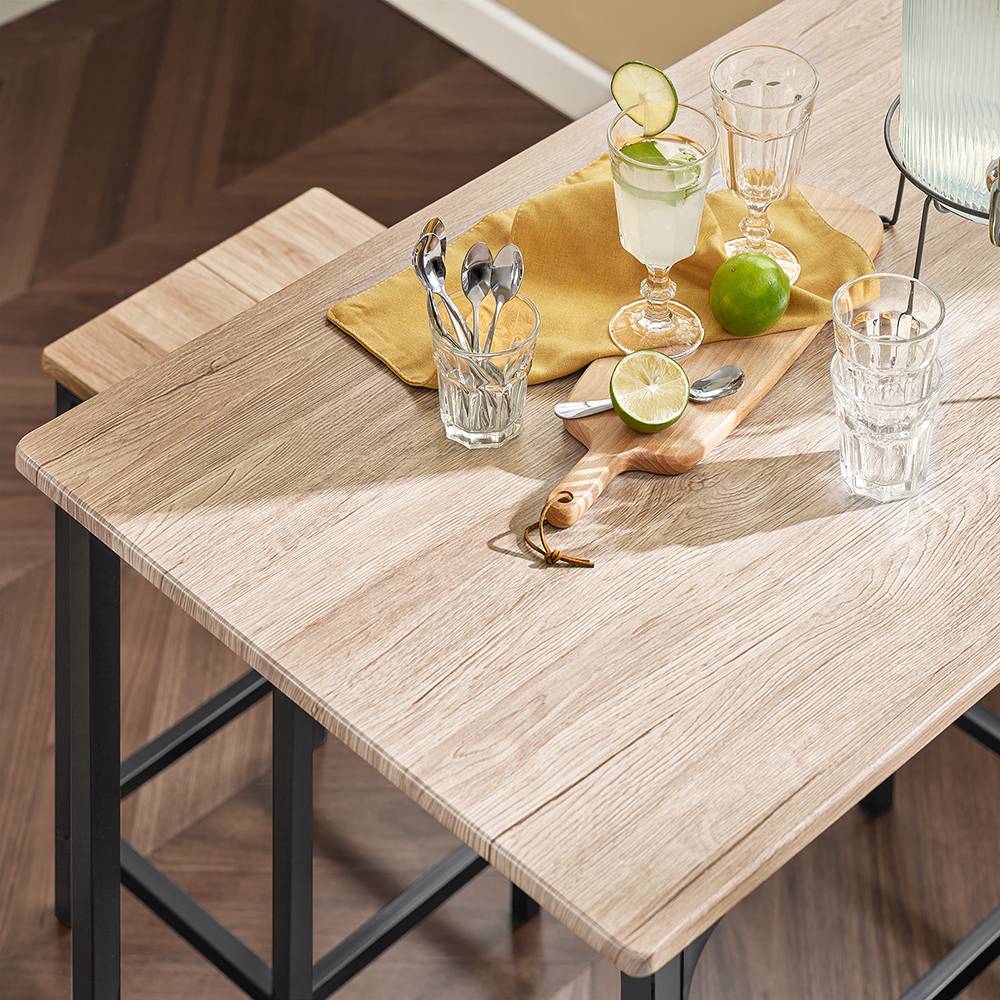 Sobuy - Set de 1 Table + 4 Tabourets Ensemble Table de Bar Bistrot + 4 Tabourets avec Repose-Pieds Table Haute Cuisine L100 x I 60 x H 87cm SoBuy - Image 8
