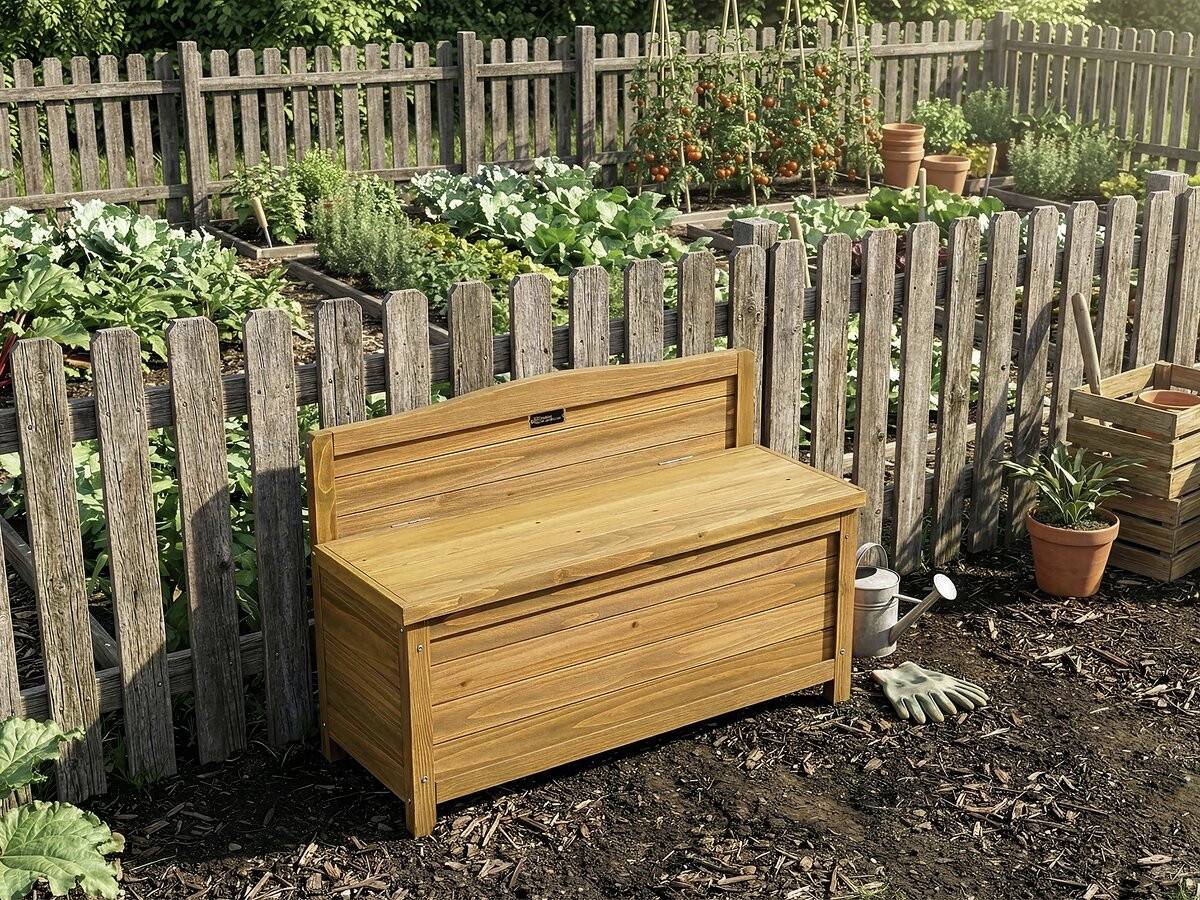Habitat Et Jardin - Banc Coffre De Jardin En Bois "ben" - 90 X 33 X 60 Cm - Marron -habitat Et Jardin - Image 2