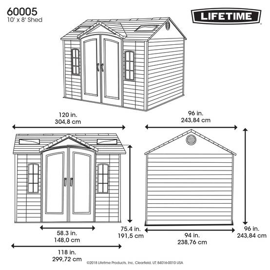 Lifetime - Abri de jardin résine 7 m2 - 3.05x2.44 m LIFETIME #60005 - Image 8
