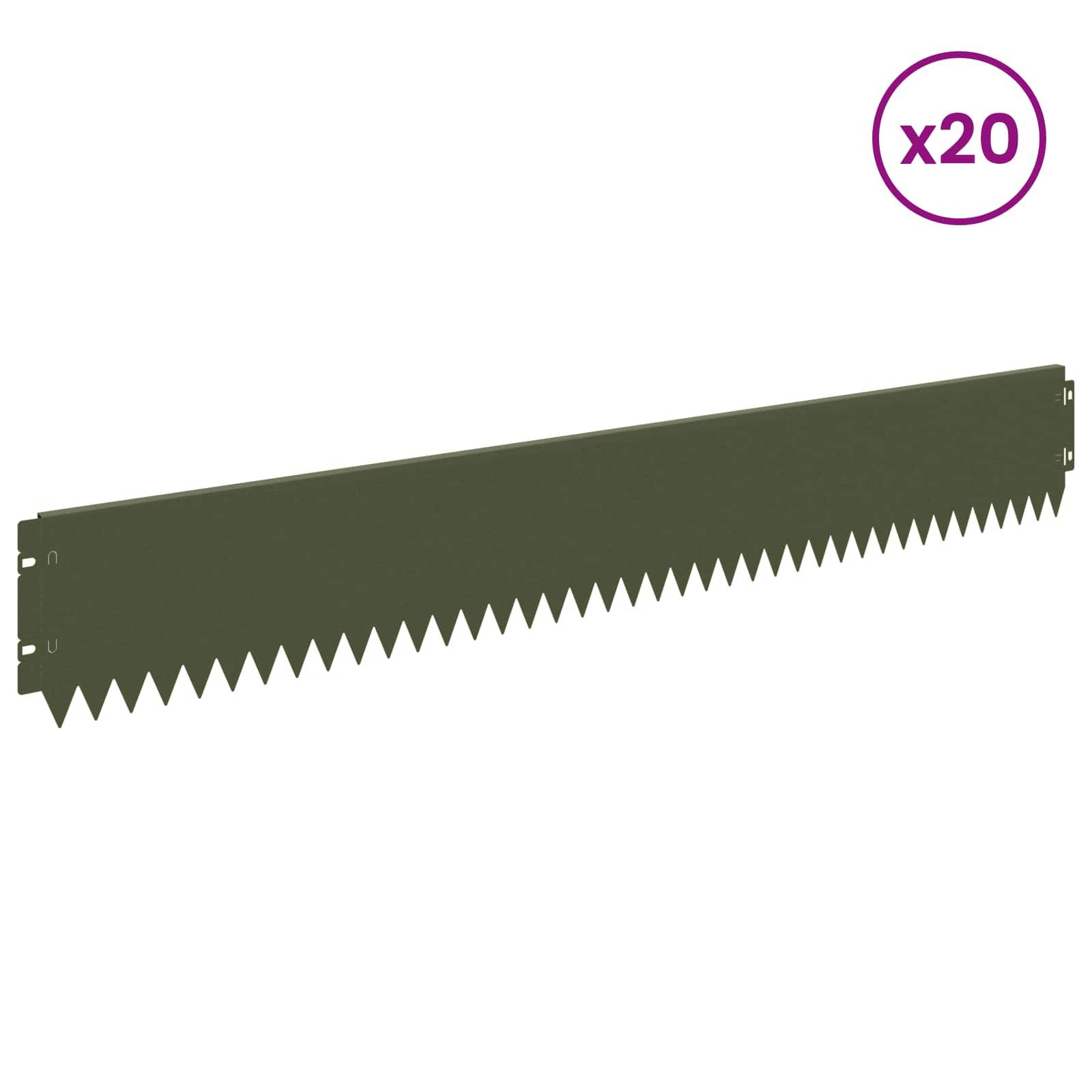 Bordure aménagement acier pour extérieurs lignes épurées 20 pcs 103x15cm vert olive - ComfortXL Outdoor Living - Image 3