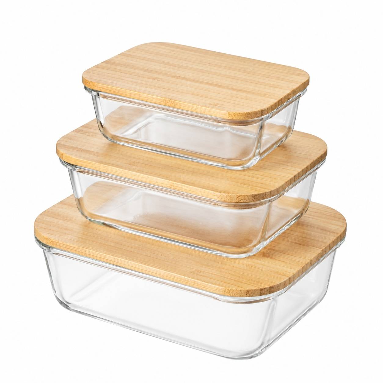 Lot de 3 Boîtes de Conservation en Verre Borosilicate Empilables - Image 1