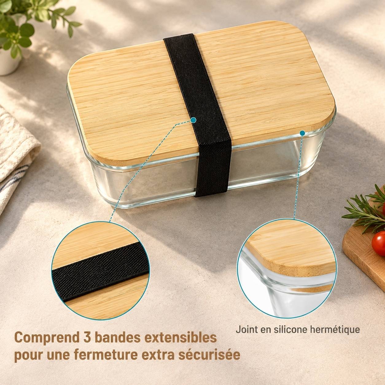 Lot de 3 Boîtes de Conservation en Verre Borosilicate Empilables - Image 2