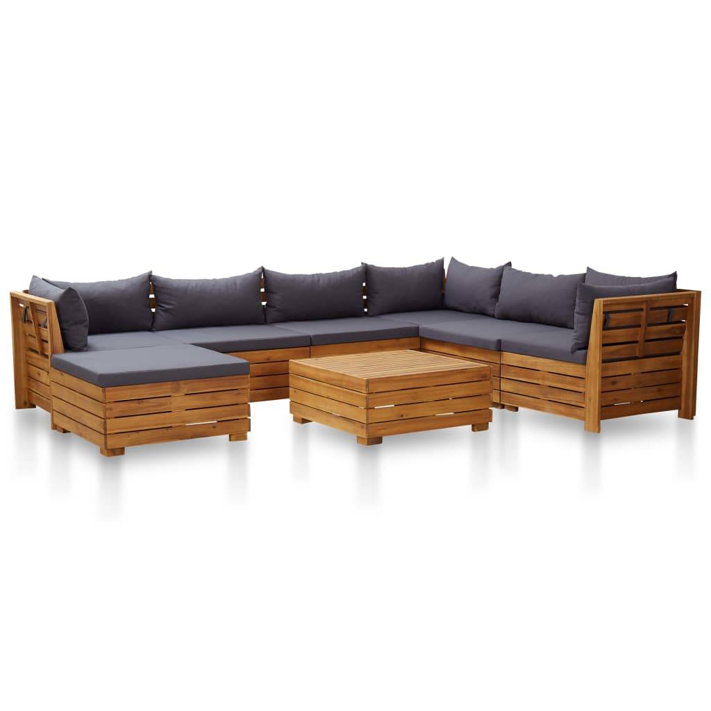 Vidaxl - Salon de jardin 8 pcs avec coussins Bois d'acacia Gris foncé vidaXL 46683 - Image 1