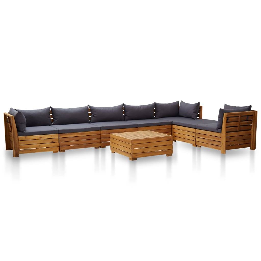 Vidaxl - Salon de jardin 8 pcs avec coussins Bois d'acacia Gris foncé vidaXL 46683 - Image 2