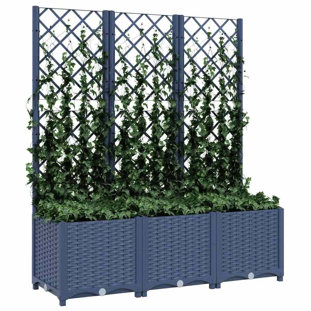 Vidaxl - Jardinière avec treillis bleu gris 120x40x136 cm PP vidaXL 318253 - Image 8