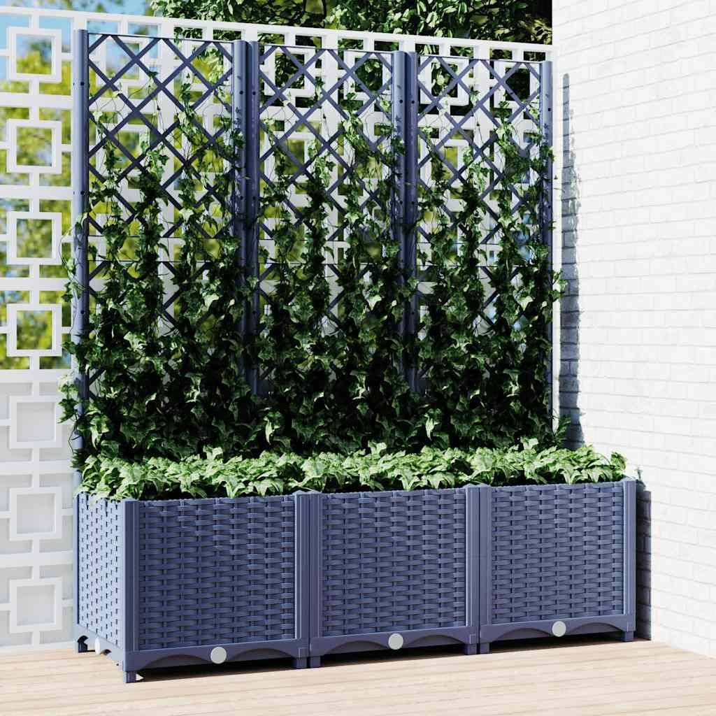 Vidaxl - Jardinière avec treillis bleu gris 120x40x136 cm PP vidaXL 318253 - Image 1
