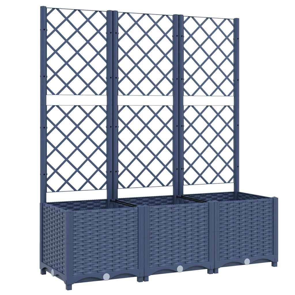 Vidaxl - Jardinière avec treillis bleu gris 120x40x136 cm PP vidaXL 318253 - Image 2