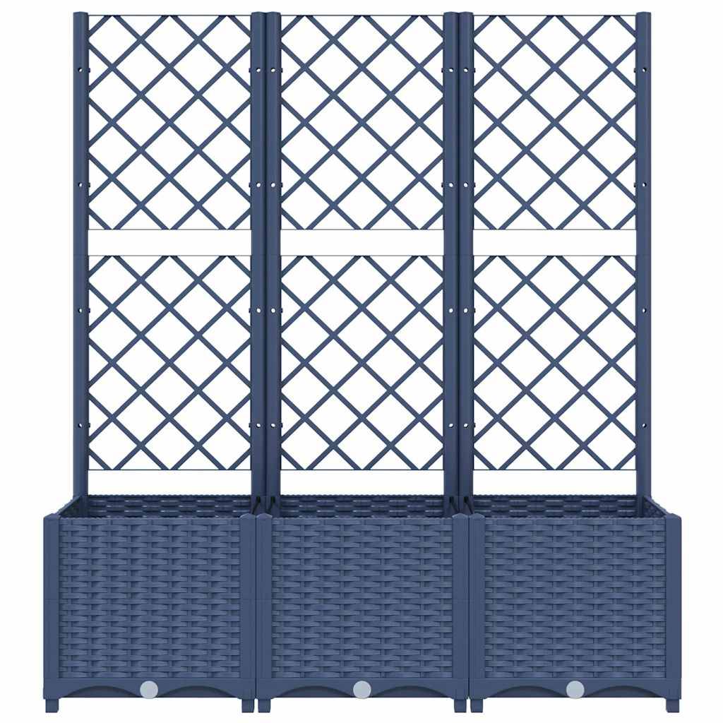 Vidaxl - Jardinière avec treillis bleu gris 120x40x136 cm PP vidaXL 318253 - Image 4