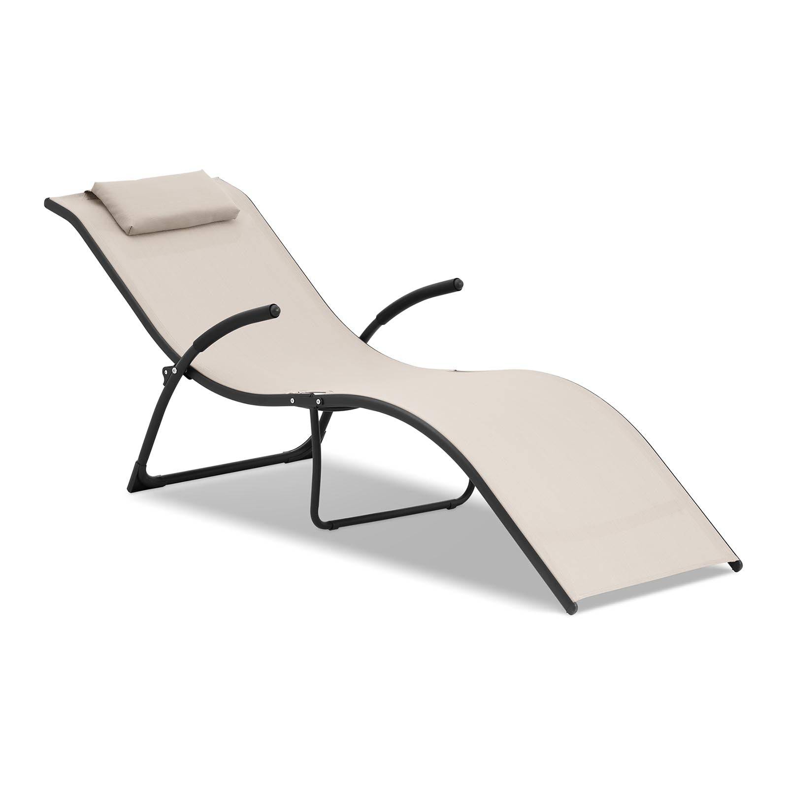 Helloshop26 - Bain de soleil transat en acier ondulée beige - Image 1