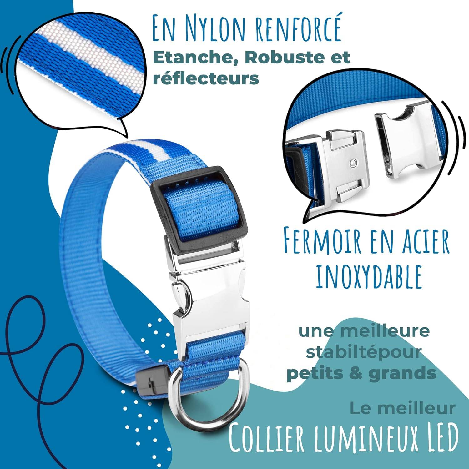 Bi International - Collier Lumineux pour Chien - Rechargeable par USB - Nylon renforcé - Haute Qualité, Stabilité & Sécurité (rosé, L) – BI International - Image 2