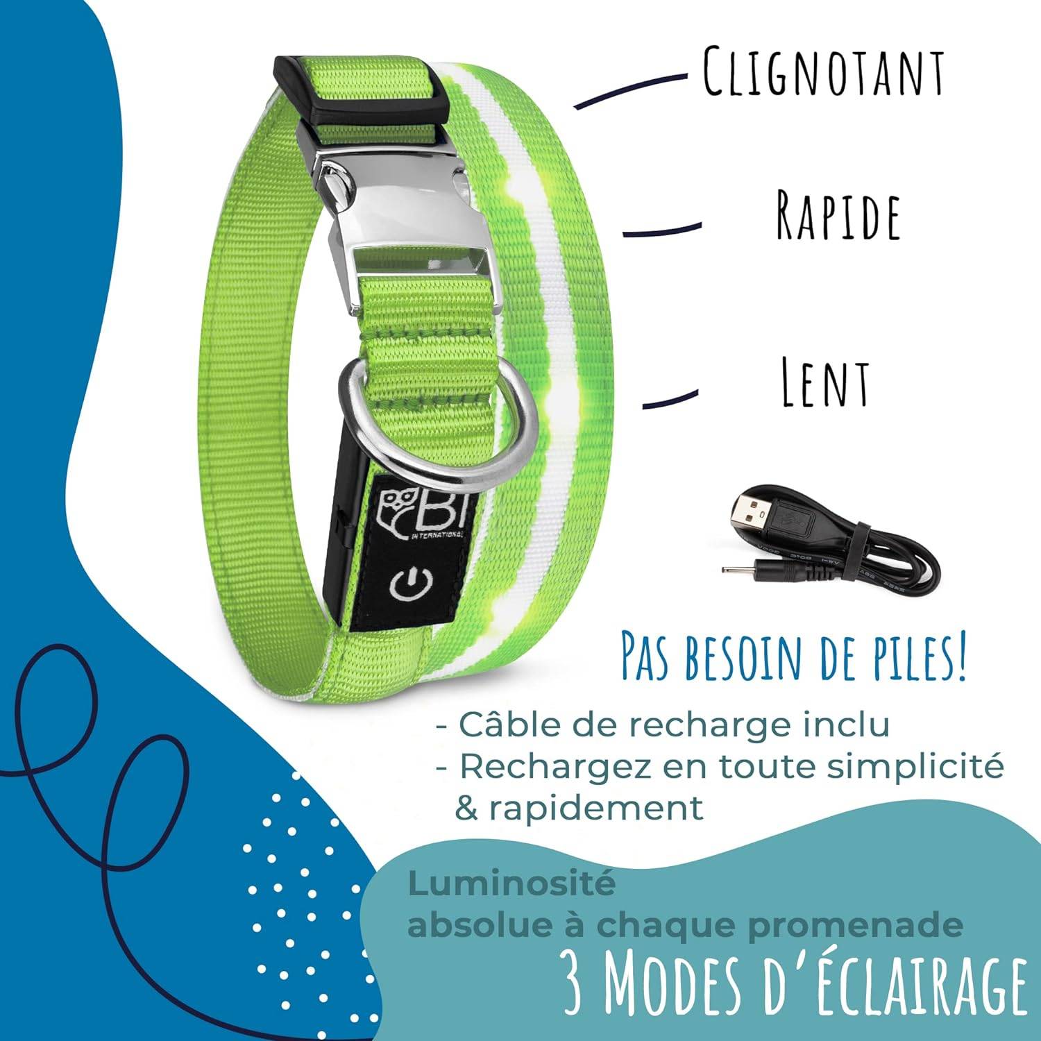 Bi International - Collier Lumineux pour Chien - Rechargeable par USB - Nylon renforcé - Haute Qualité, Stabilité & Sécurité (rosé, L) – BI International - Image 6