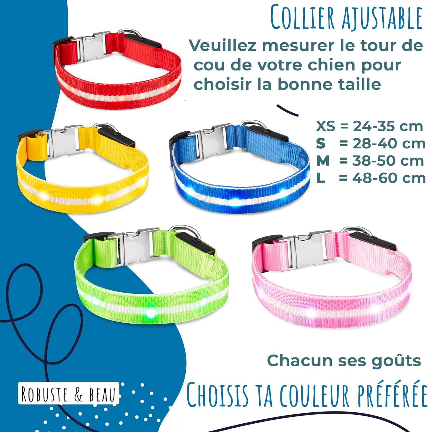 Bi International - Collier Lumineux pour Chien - Rechargeable par USB - Nylon renforcé - Haute Qualité, Stabilité & Sécurité (rosé, L) – BI International - Image 4