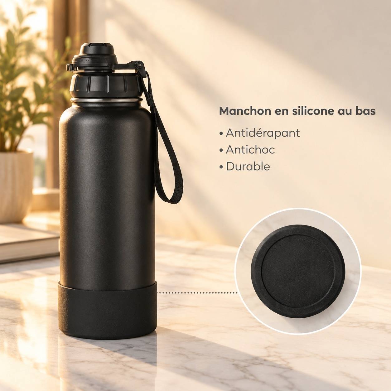 Bouteille Isotherme Acier Inoxydable 950 Ml Étanche Une Main Garder Froid 24h Chaud 12h Sport - Image 6