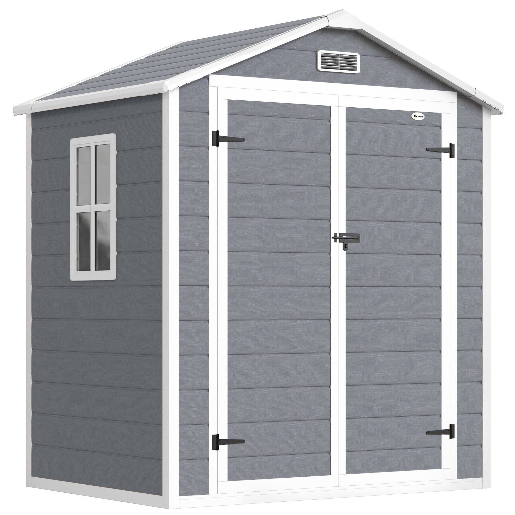 Helloshop26 - Abri de jardin cabanon rangement pour outils 183 x 134 x 210 cm grande capacité ventilation moderne épuré en PP gris - Image 1