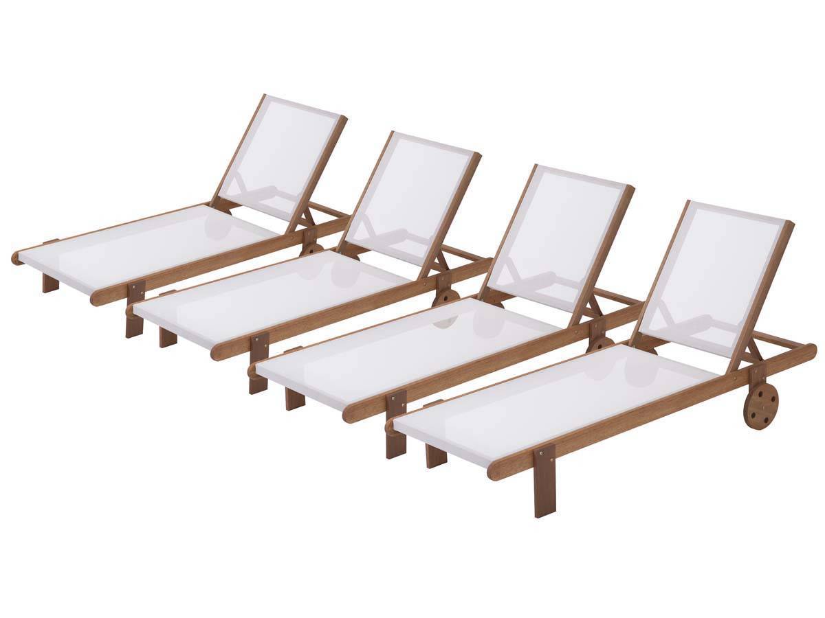 Bain De Soleil En Bois Exotique "saïgon" - Maple - Ecru - Lot De 4 -habitat Et Jardin - Image 1