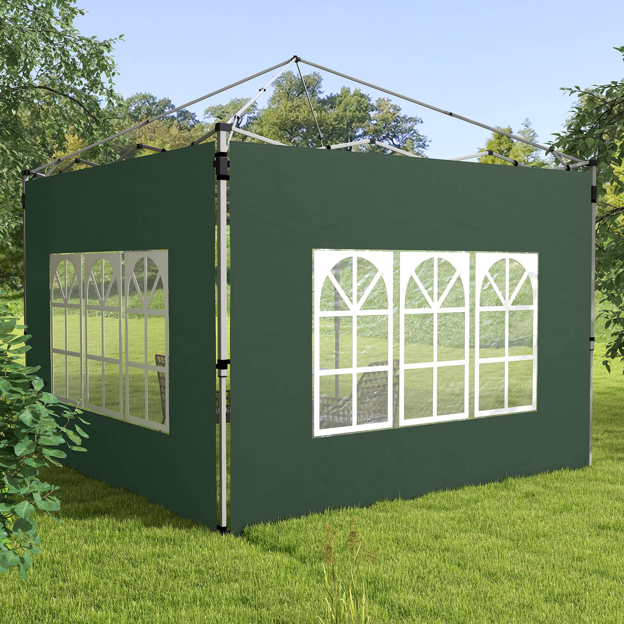 Lot 2 panneaux latéraux tonnelle 3x3/3x4 m paroi fenêtre étanche vert - Image 4