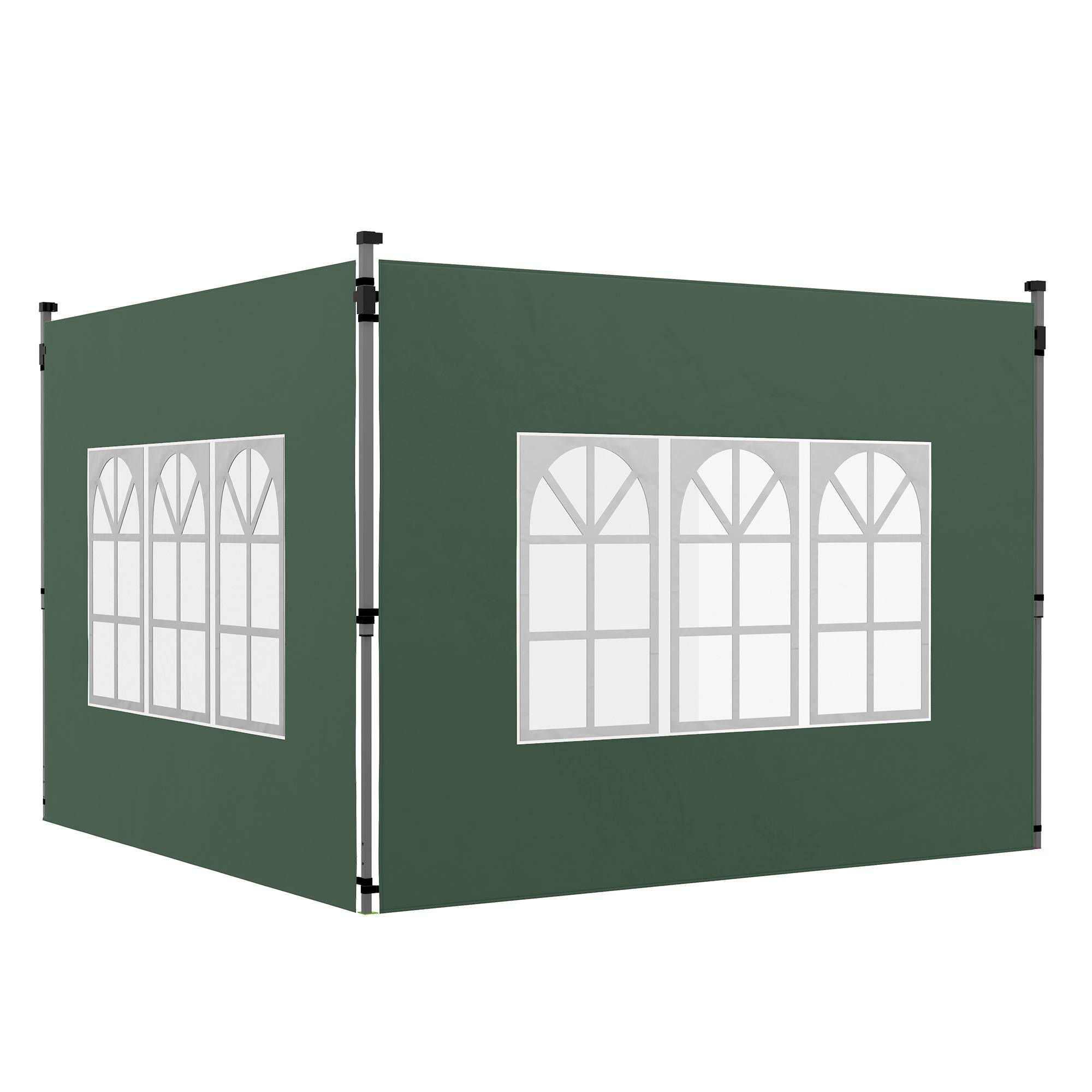 Lot 2 panneaux latéraux tonnelle 3x3/3x4 m paroi fenêtre étanche vert - Image 1