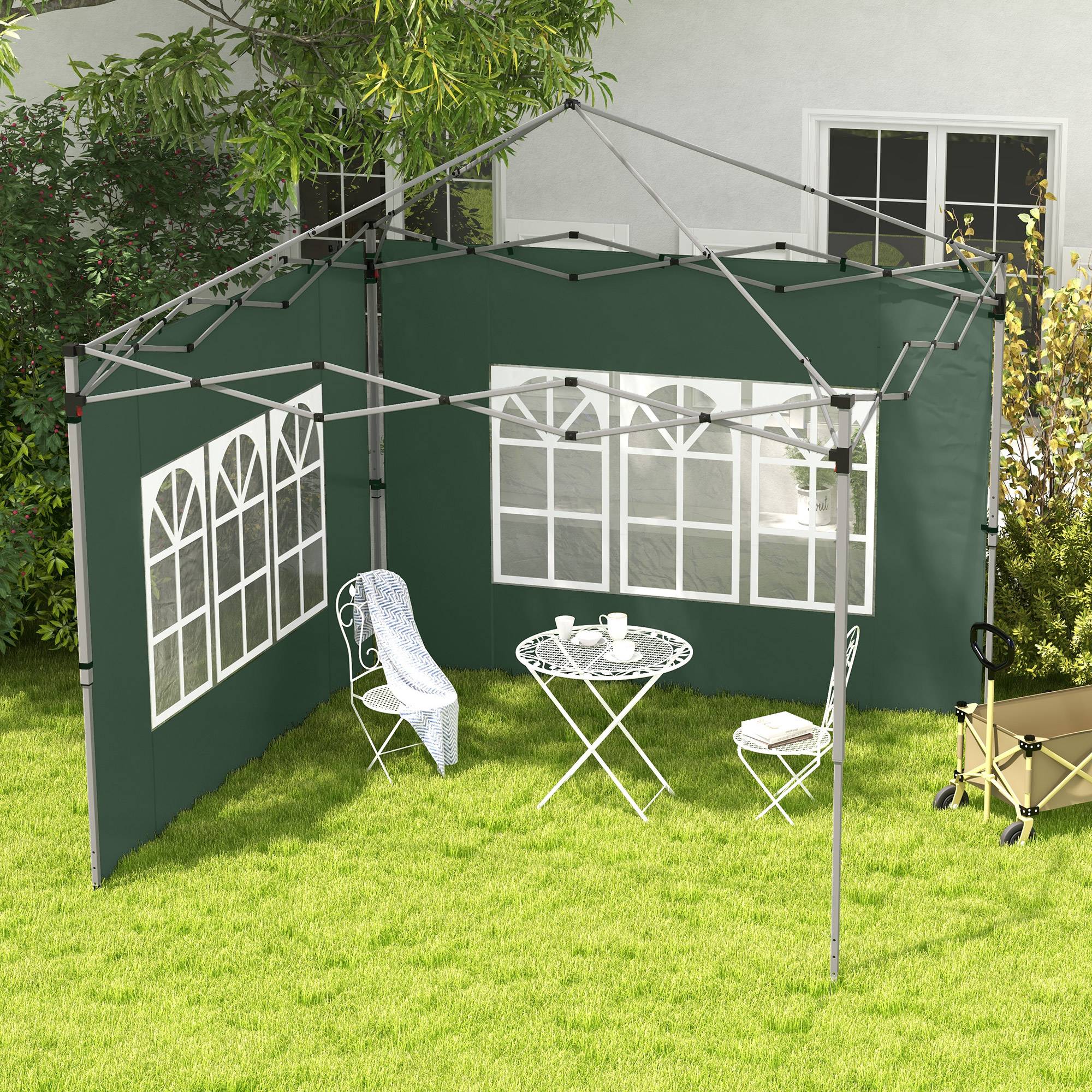 Lot 2 panneaux latéraux tonnelle 3x3/3x4 m paroi fenêtre étanche vert - Image 3