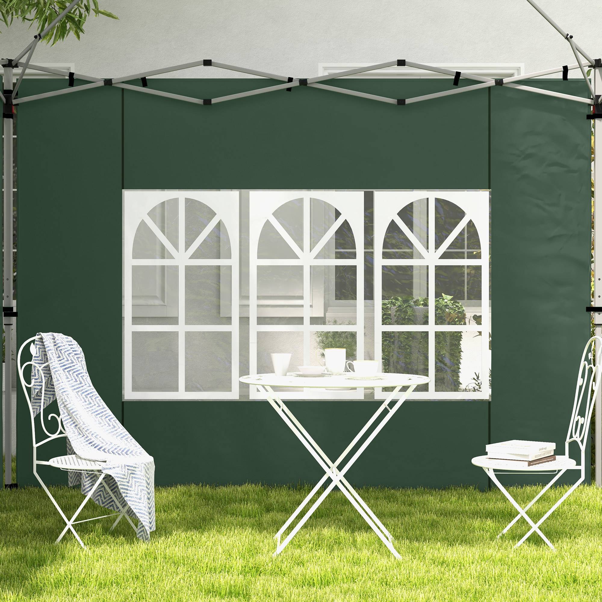 Lot 2 panneaux latéraux tonnelle 3x3/3x4 m paroi fenêtre étanche vert - Image 9
