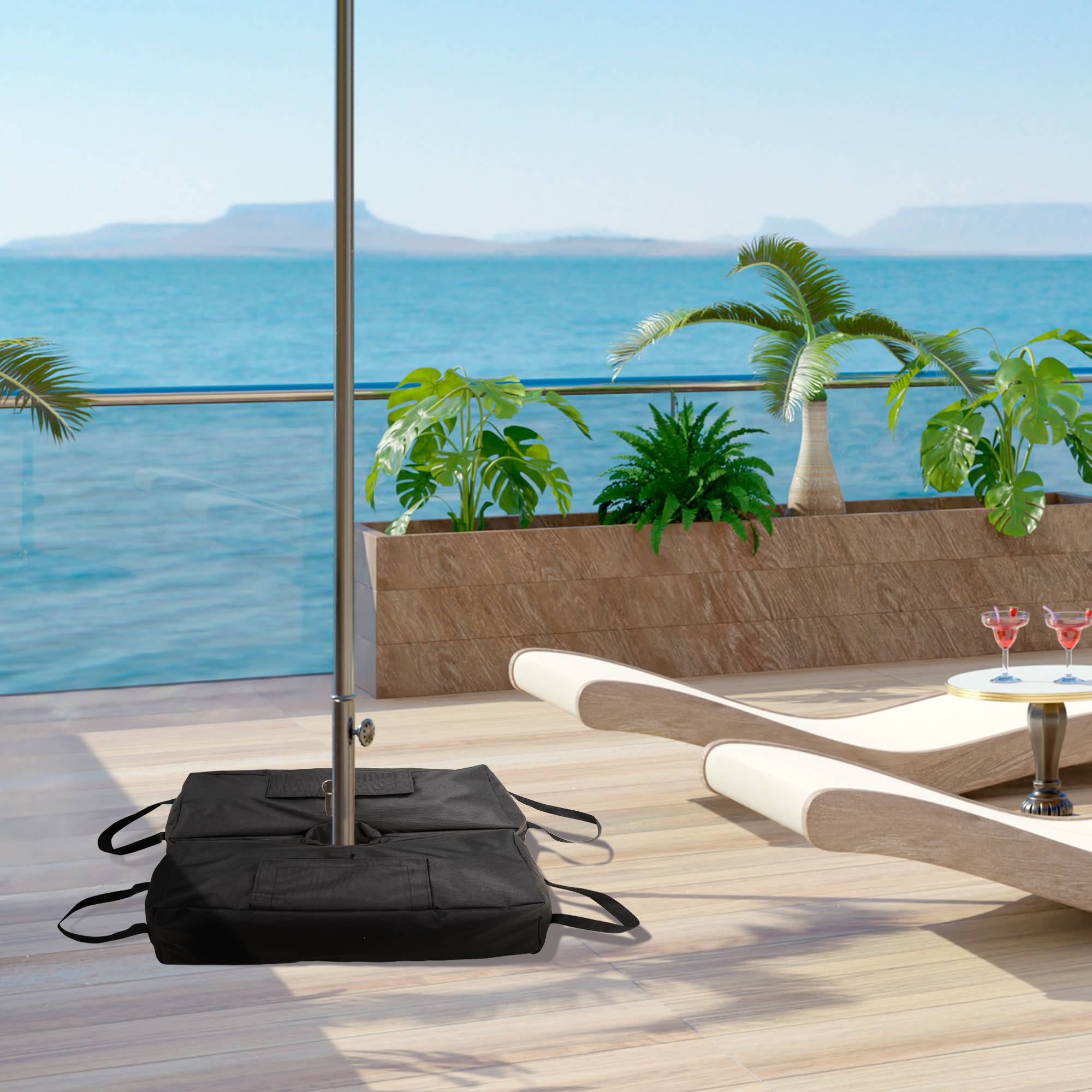 Lot 2 Sacs Lestage Tissu Oxford Pliables Jardin Base Parasol Remplissage Sable 50kg Noir - ComfortXL Outdoor Living - Image 3