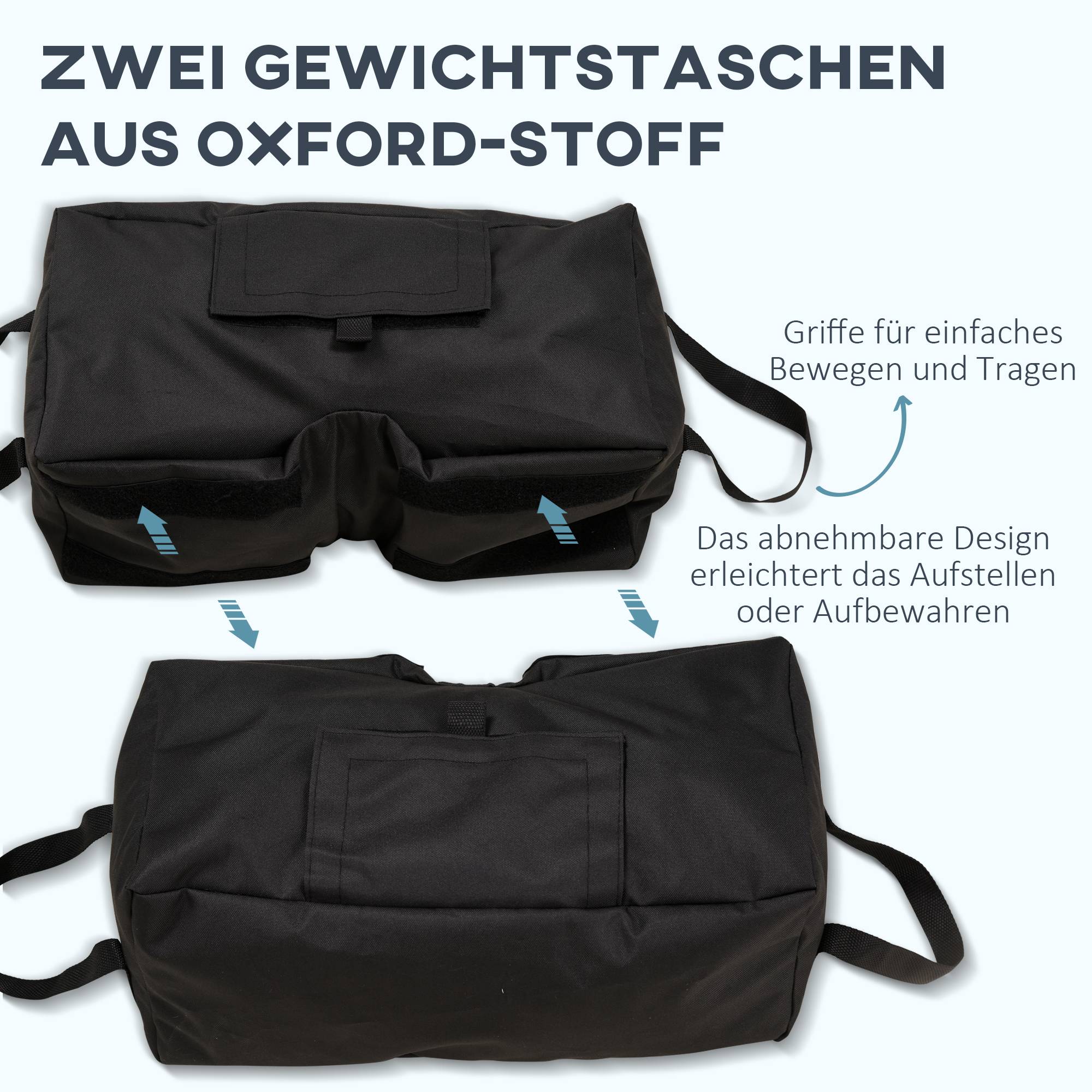 Lot 2 Sacs Lestage Tissu Oxford Pliables Jardin Base Parasol Remplissage Sable 50kg Noir - ComfortXL Outdoor Living - Image 6