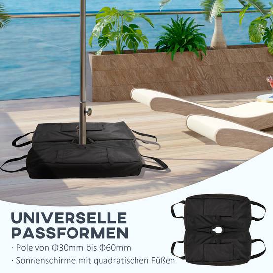 Lot 2 Sacs Lestage Tissu Oxford Pliables Jardin Base Parasol Remplissage Sable 50kg Noir - ComfortXL Outdoor Living - Image 7