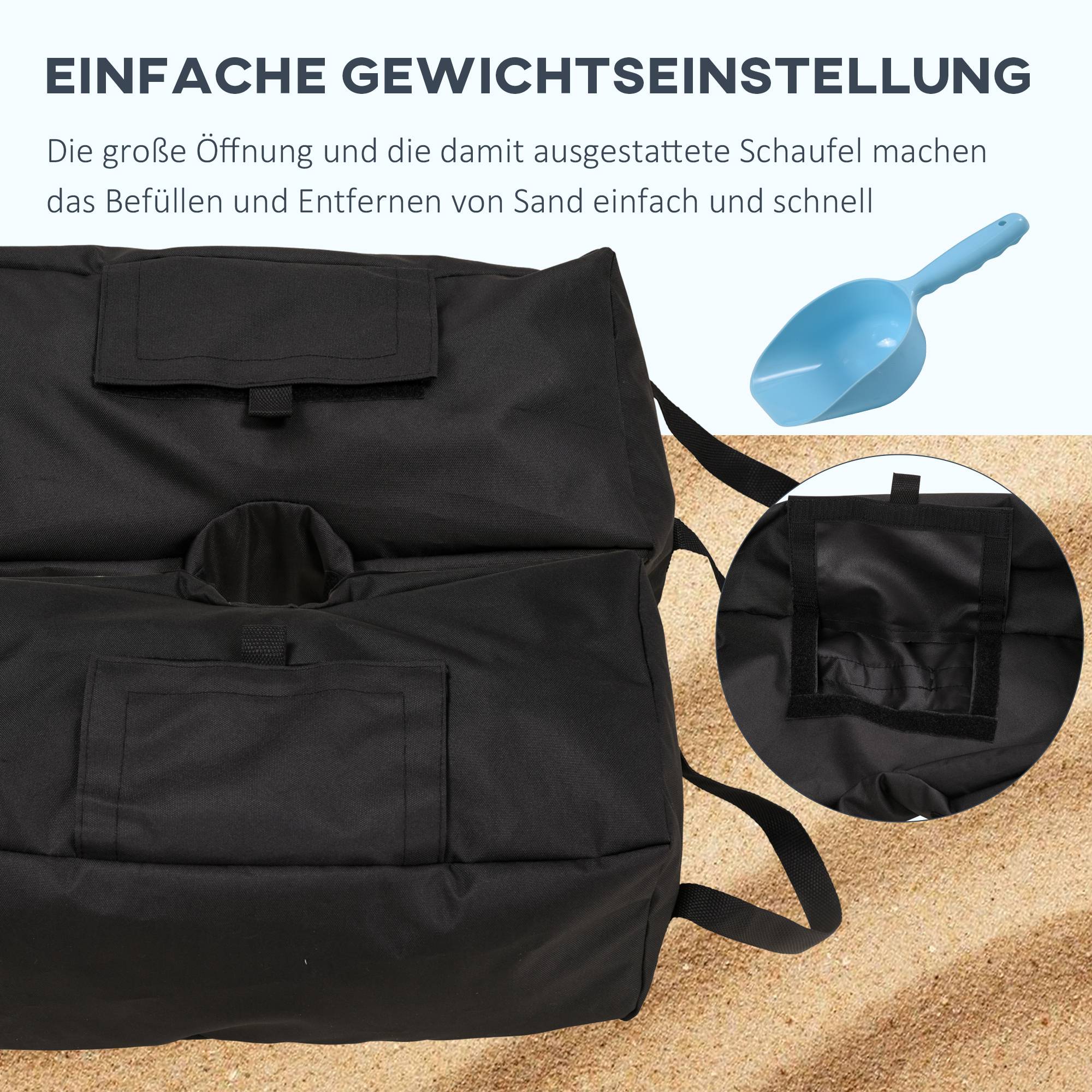 Lot 2 Sacs Lestage Tissu Oxford Pliables Jardin Base Parasol Remplissage Sable 50kg Noir - ComfortXL Outdoor Living - Image 8