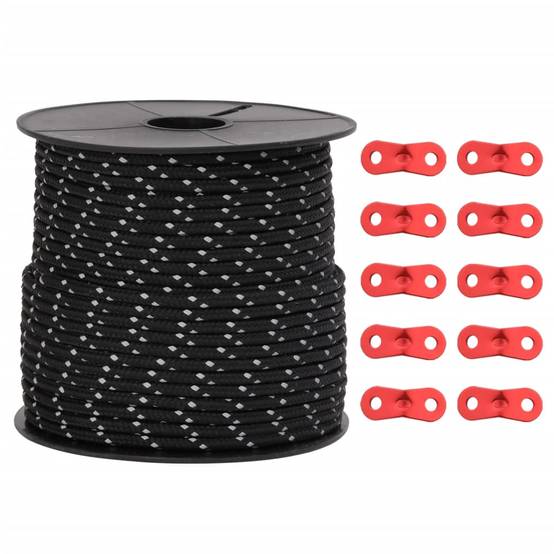 Corde de haubanage de tente avec bandes réfléchissantes et clés Maison Chic - Image 1