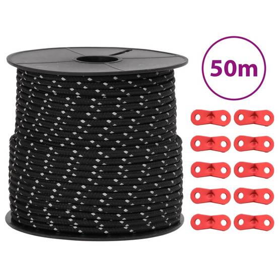 Corde de haubanage de tente avec bandes réfléchissantes et clés Maison Chic - Image 2