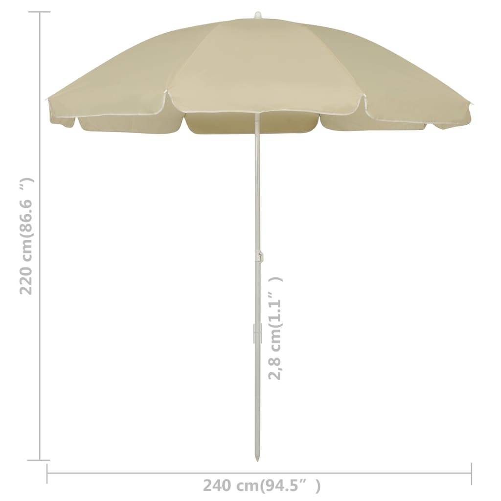 Parasol de plage polyester jaunes sable 240 x 240 x 220 cm, Poids:2.1kg - PANGIVO - Image 6