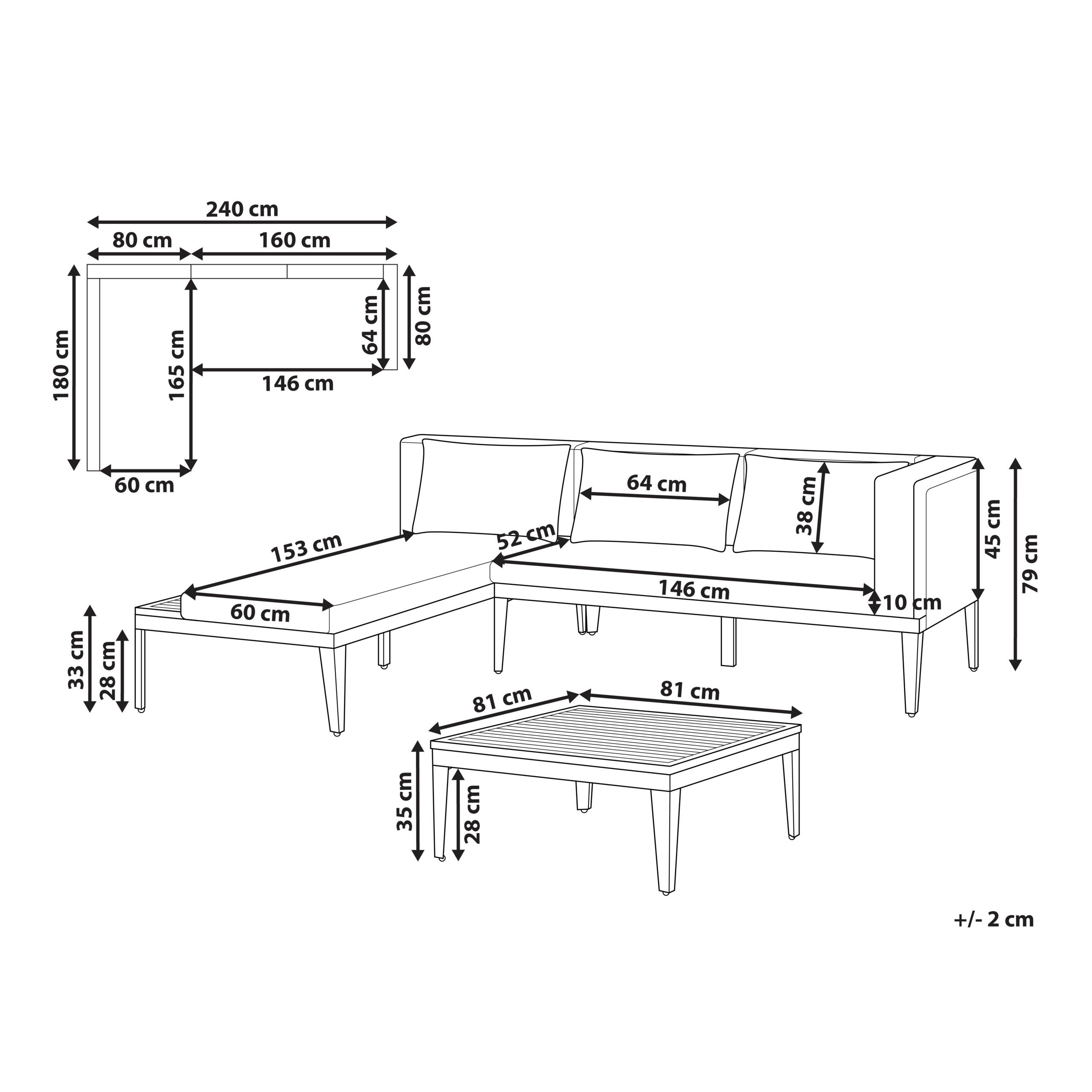 Canapé d'angle en bois avec table basse - Image 2