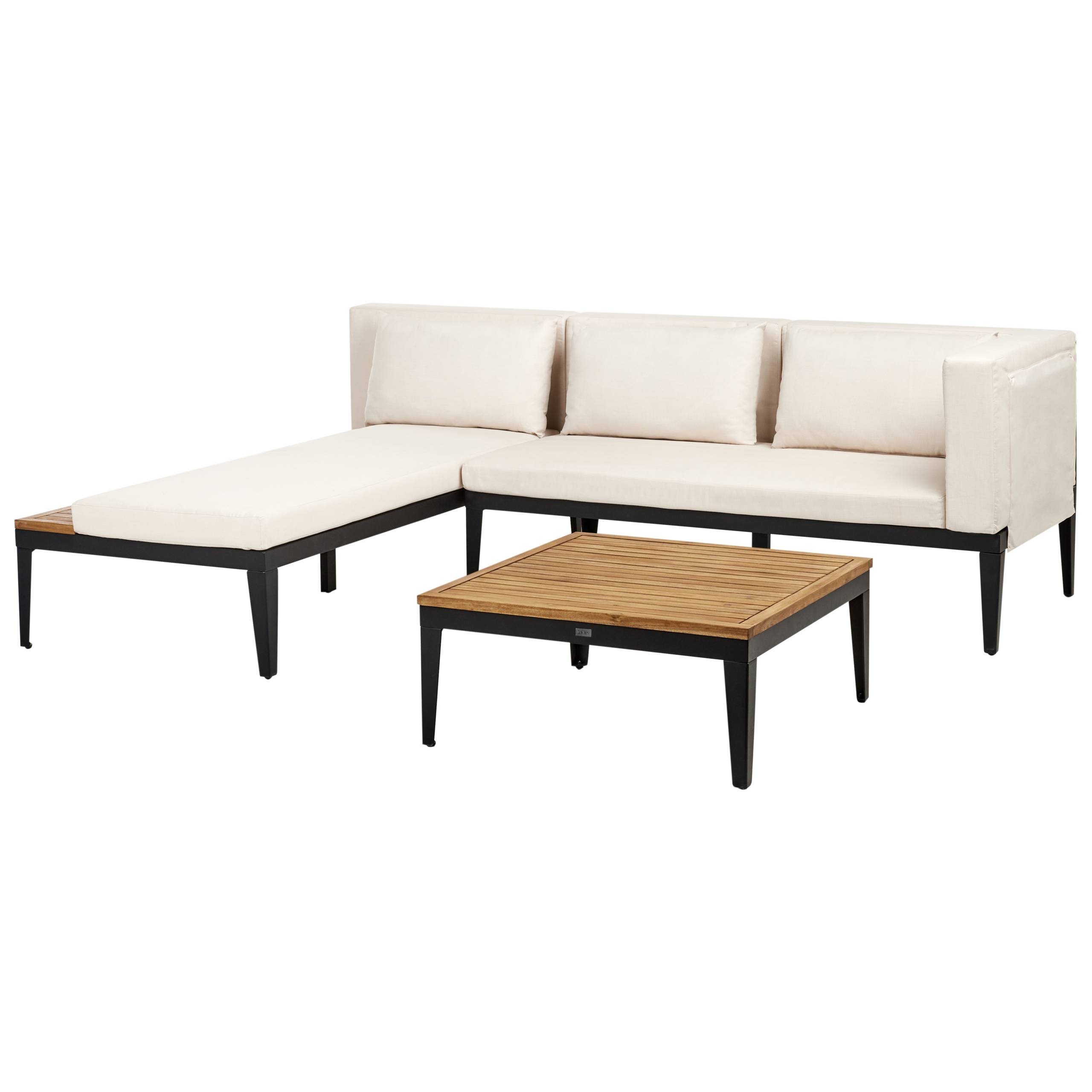 Canapé d'angle en bois avec table basse - Image 3