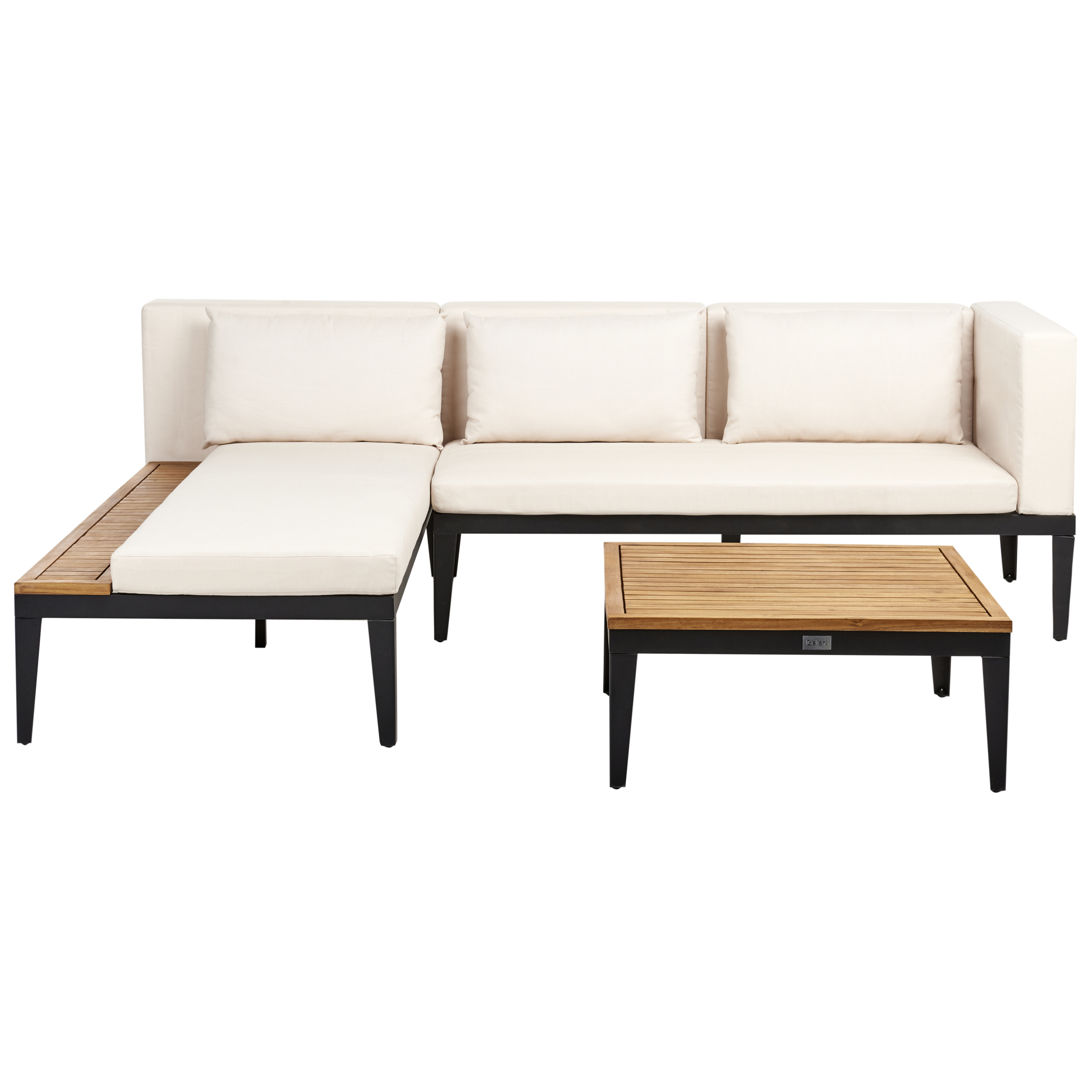 Canapé d'angle en bois avec table basse