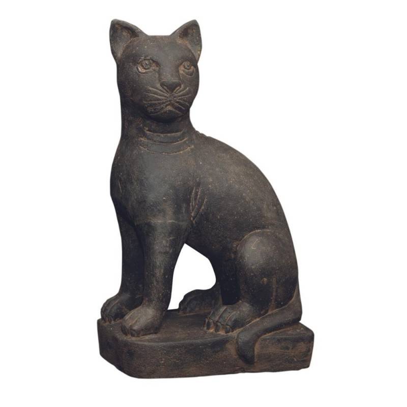 Statue jardin chat assis 45 cm - Gris anthracite 45 cm - Jardinex - Image 1