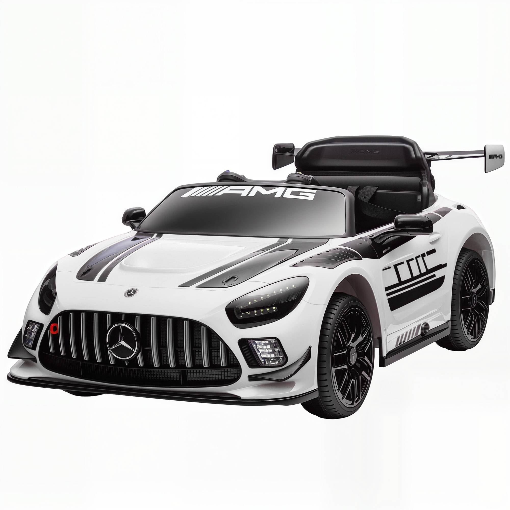 Voiture électrique Mercedes pour enfants, batterie 12V, phares LED, fonction musicale, klaxon, 3-8 ans, blanche - Image 2
