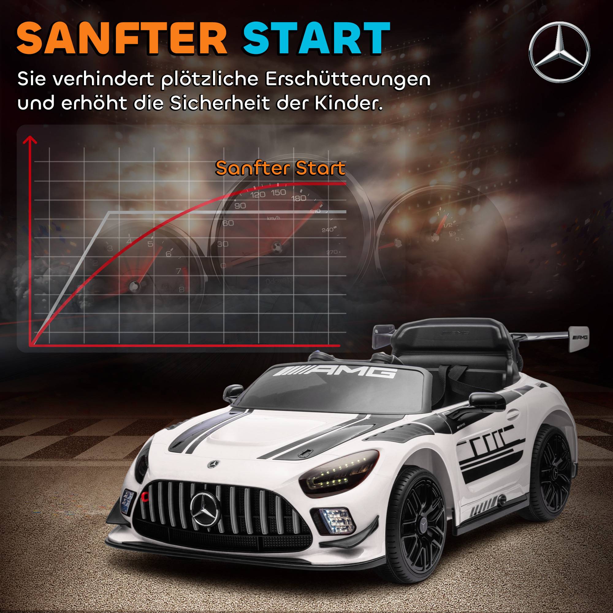 Voiture électrique Mercedes pour enfants, batterie 12V, phares LED, fonction musicale, klaxon, 3-8 ans, blanche - Image 9