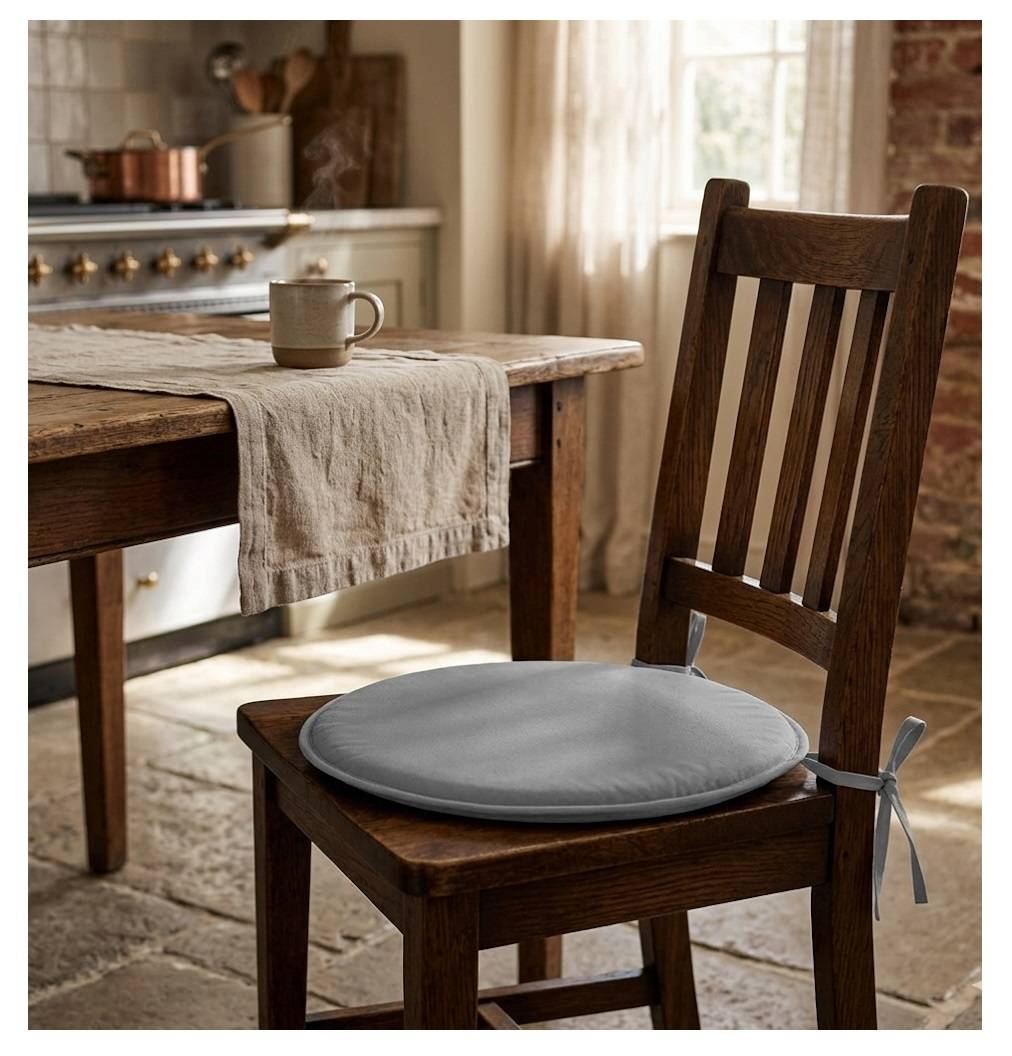 Galette de chaise ronde Unie Pop color 40 cm Gris souris - Image 2