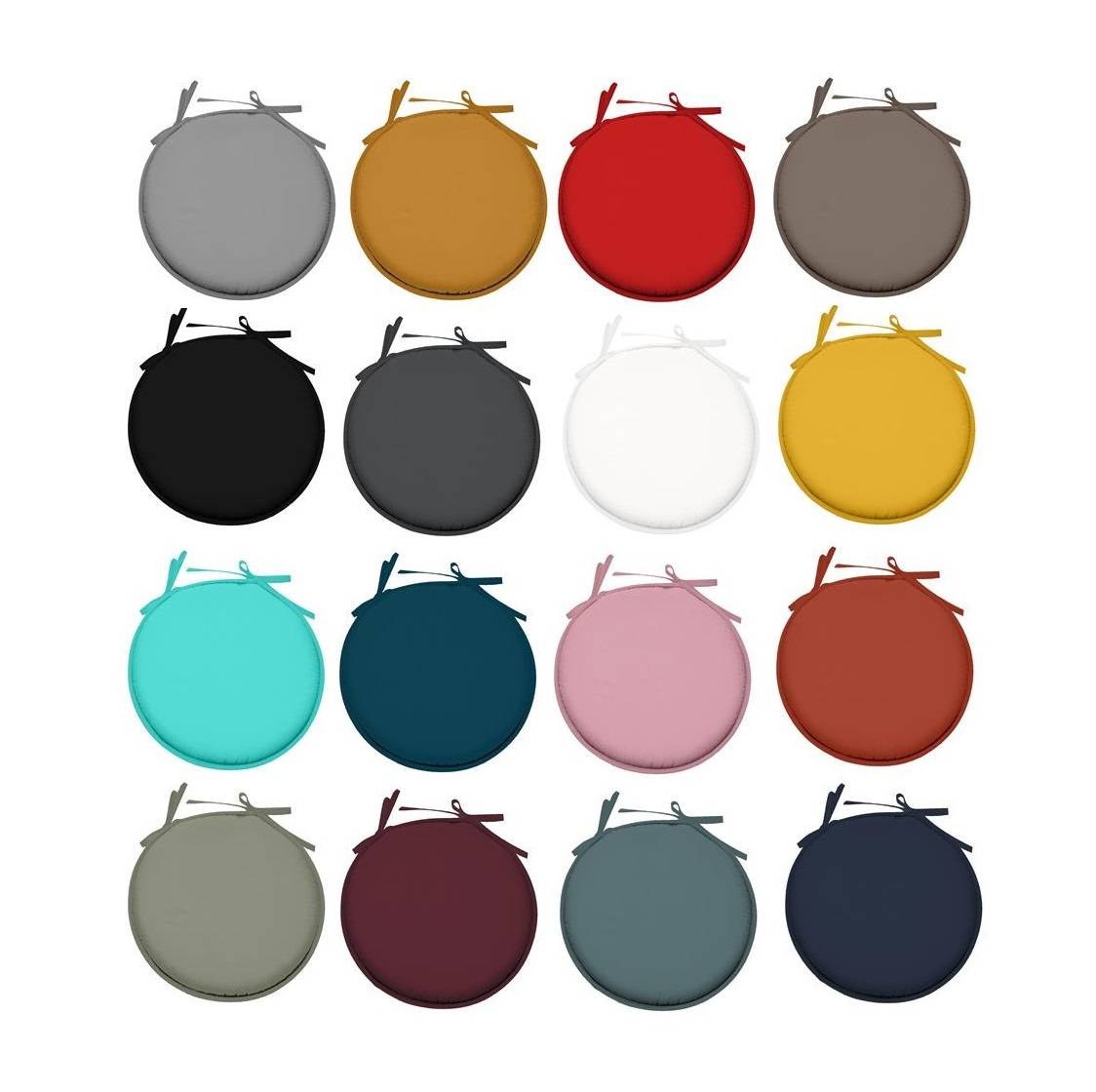 Galette de chaise ronde Unie Pop color 40 cm Gris souris - Image 5