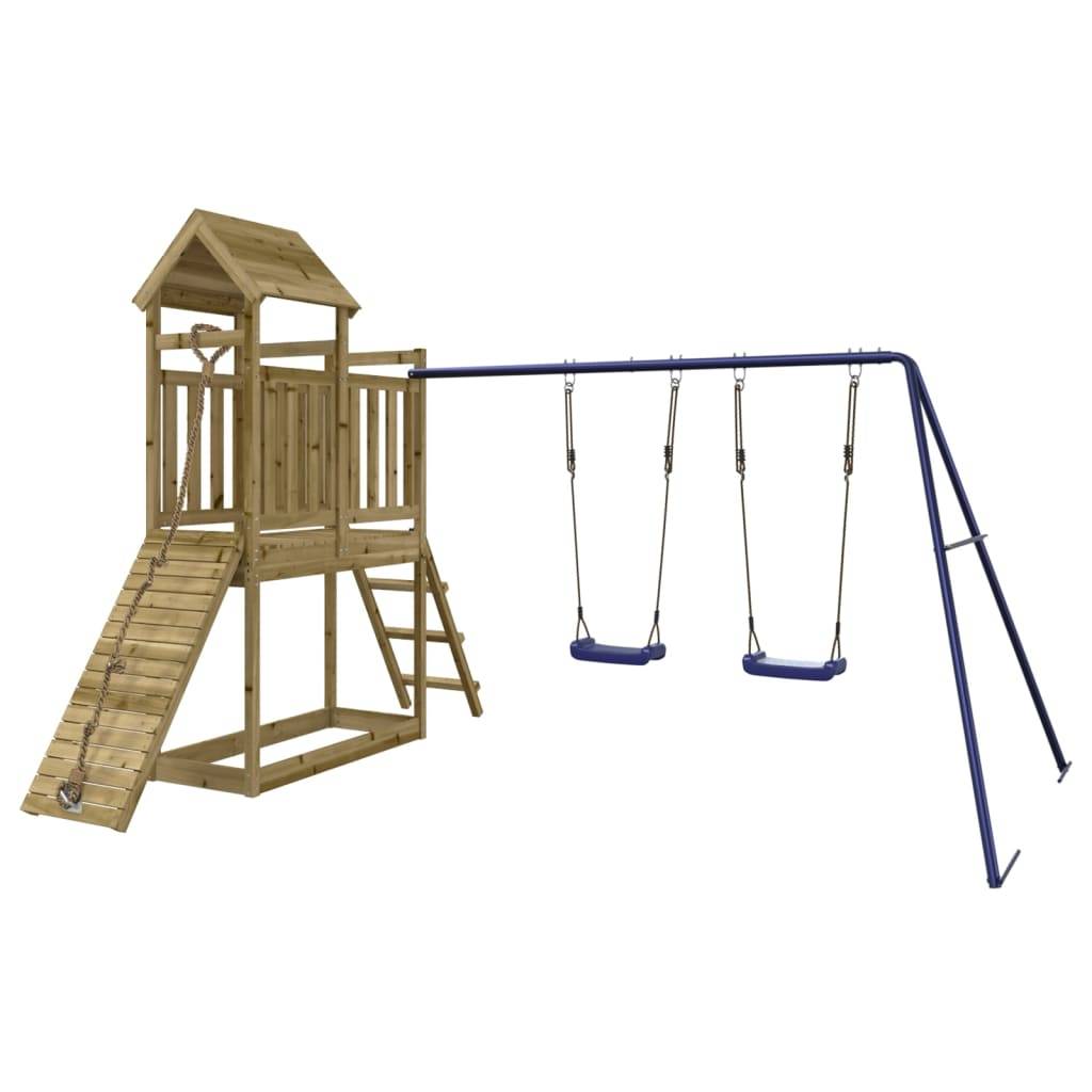 Helloshop26 - Aire de jeux d'extérieur balançoires toboggan portiques robuste jeux jardin 313 x 248 x 214 cm bois de pin imprégné - Image 2