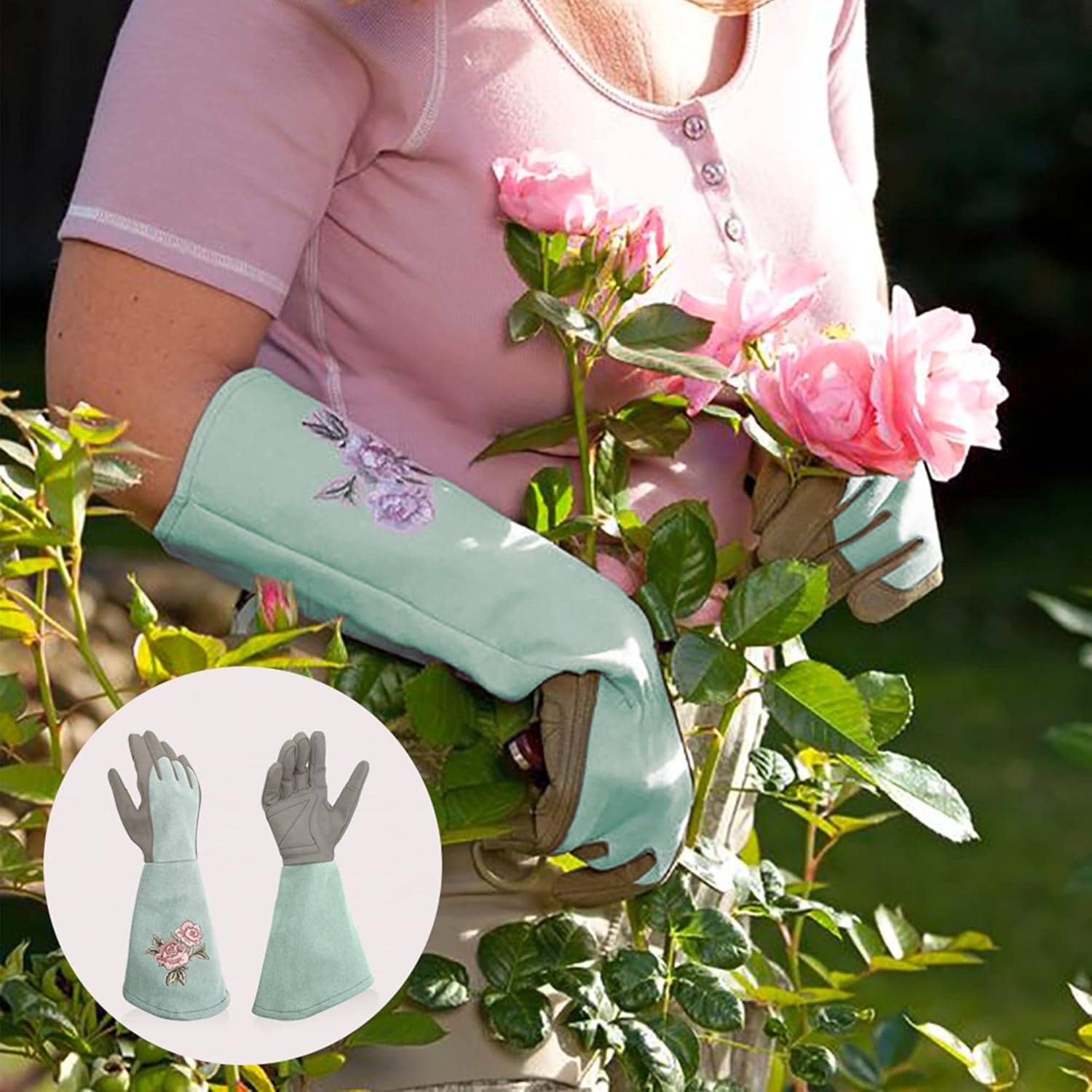 Gants de jardinage pour femme, anti-perforation, adaptés au jardinage, bleus, taille M-Lytech - Image 7