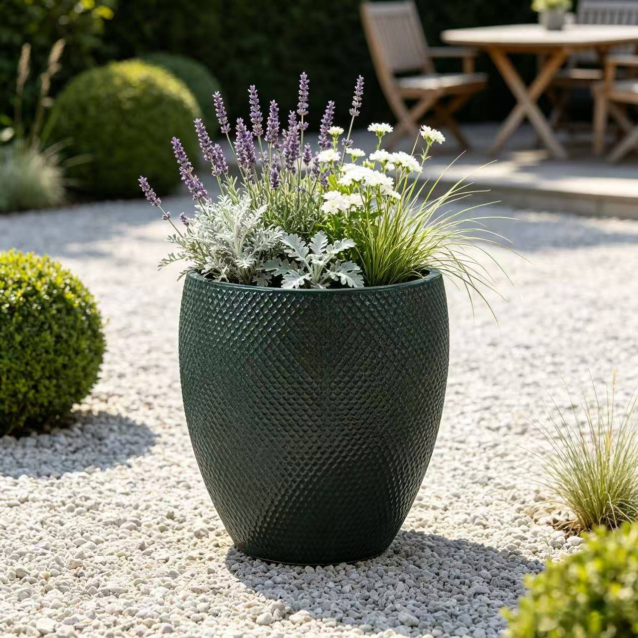 ComfortXL - Très grand pot de fleurs en céramique vert mousse Ø46 x H53 cm jardin terrasse drainage - ComfortXL Outdoor Living - Image 1