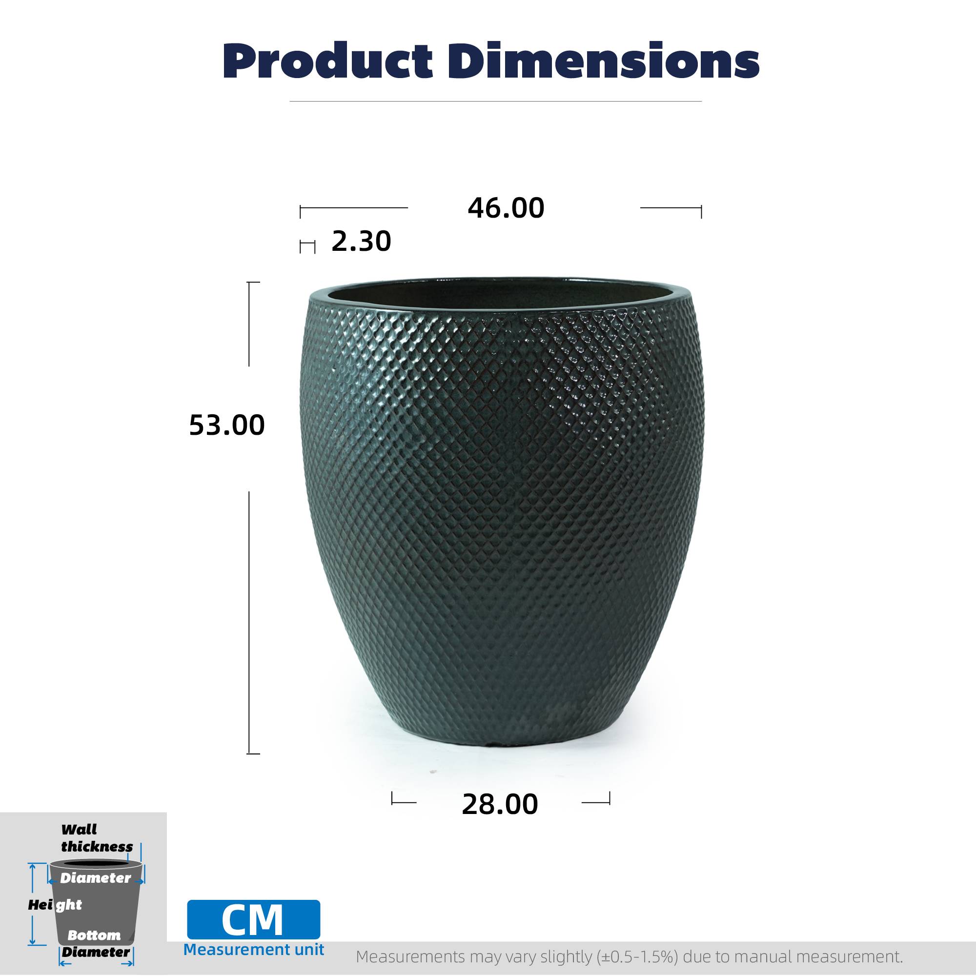 ComfortXL - Très grand pot de fleurs en céramique vert mousse Ø46 x H53 cm jardin terrasse drainage - ComfortXL Outdoor Living - Image 3