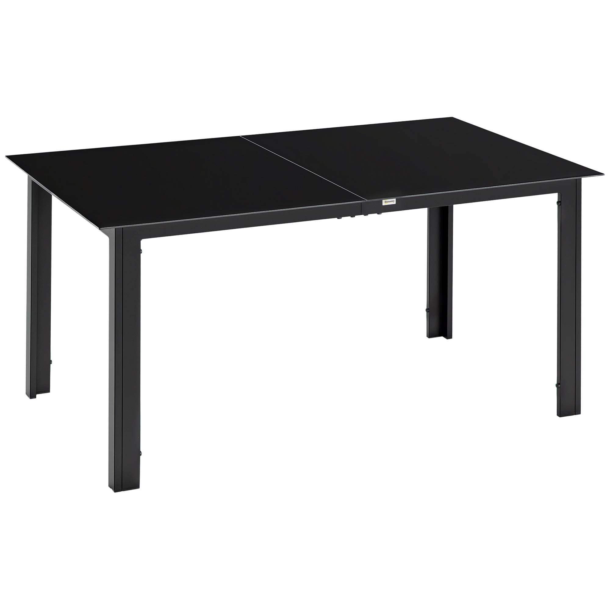 Sans Marque - Table de jardin rectangulaire en aluminium et plateau en verre trempé - 6 personnes 150 x 90 x 74 cm noir - Image 1