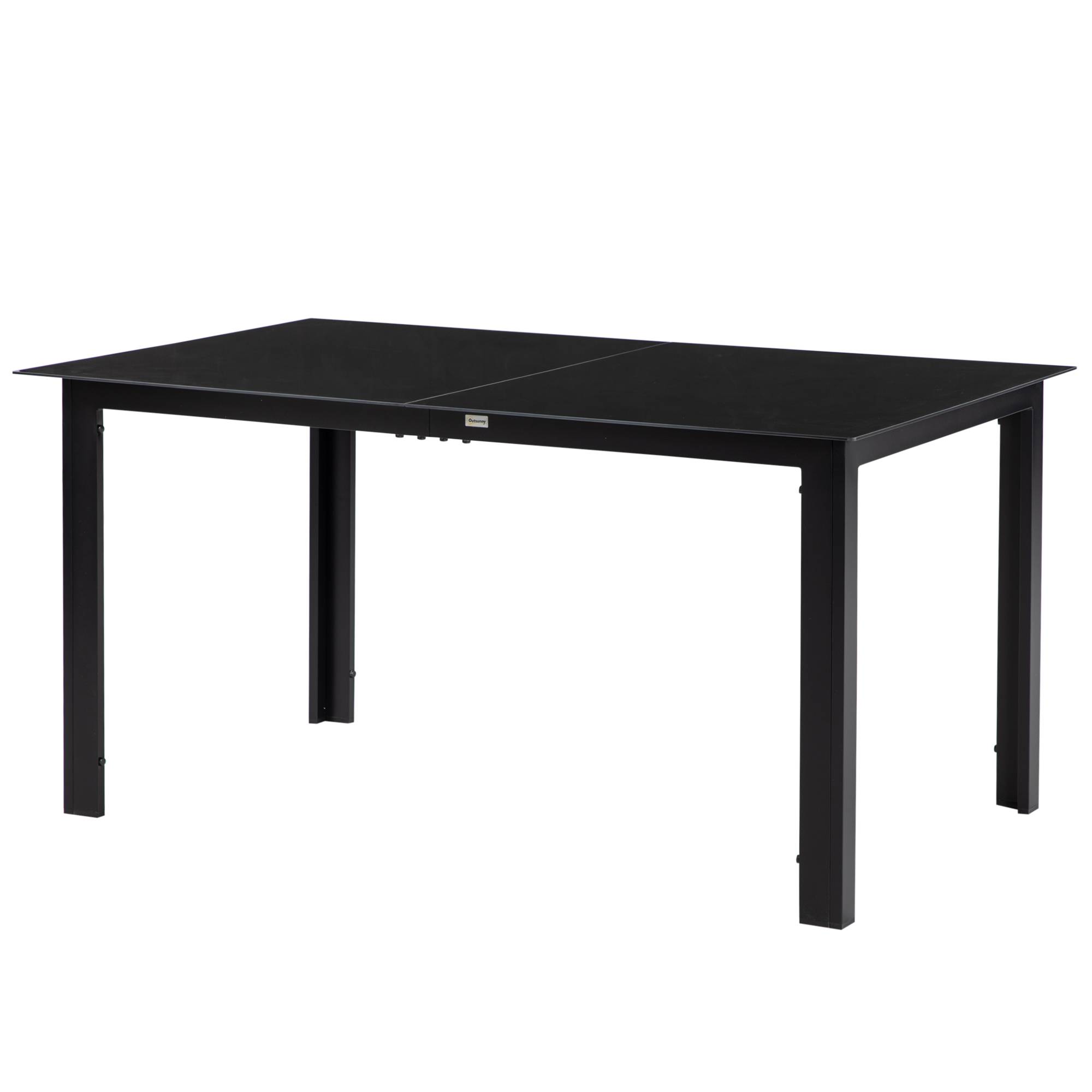 Sans Marque - Table de jardin rectangulaire en aluminium et plateau en verre trempé - 6 personnes 150 x 90 x 74 cm noir - Image 2