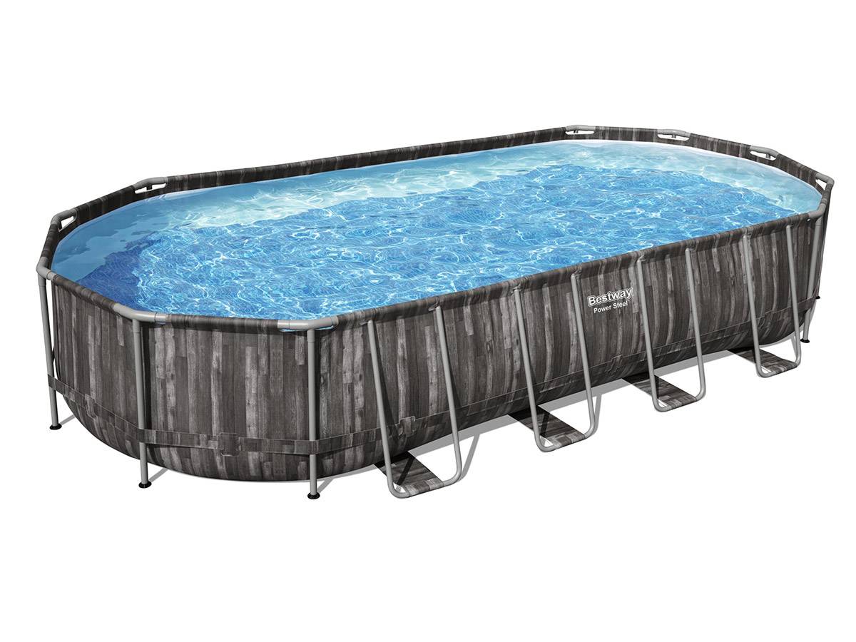 Bestway - Piscine tubulaire Power Steel décor bois ovale 7,32 x 3,66 x 1,22 m - Bestway - Image 2