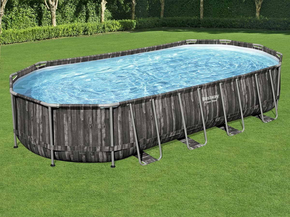 Bestway - Piscine tubulaire Power Steel décor bois ovale 7,32 x 3,66 x 1,22 m - Bestway - Image 3