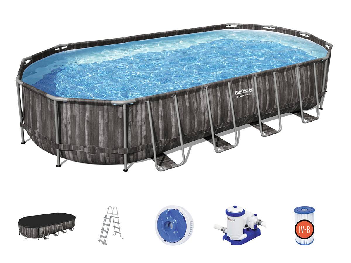 Bestway - Piscine tubulaire Power Steel décor bois ovale 7,32 x 3,66 x 1,22 m - Bestway - Image 6