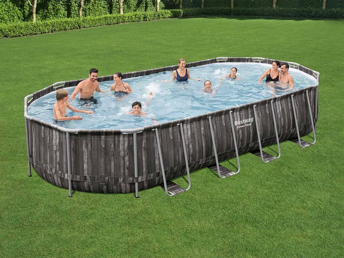 Bestway - Piscine tubulaire Power Steel décor bois ovale 7,32 x 3,66 x 1,22 m - Bestway - Image 4