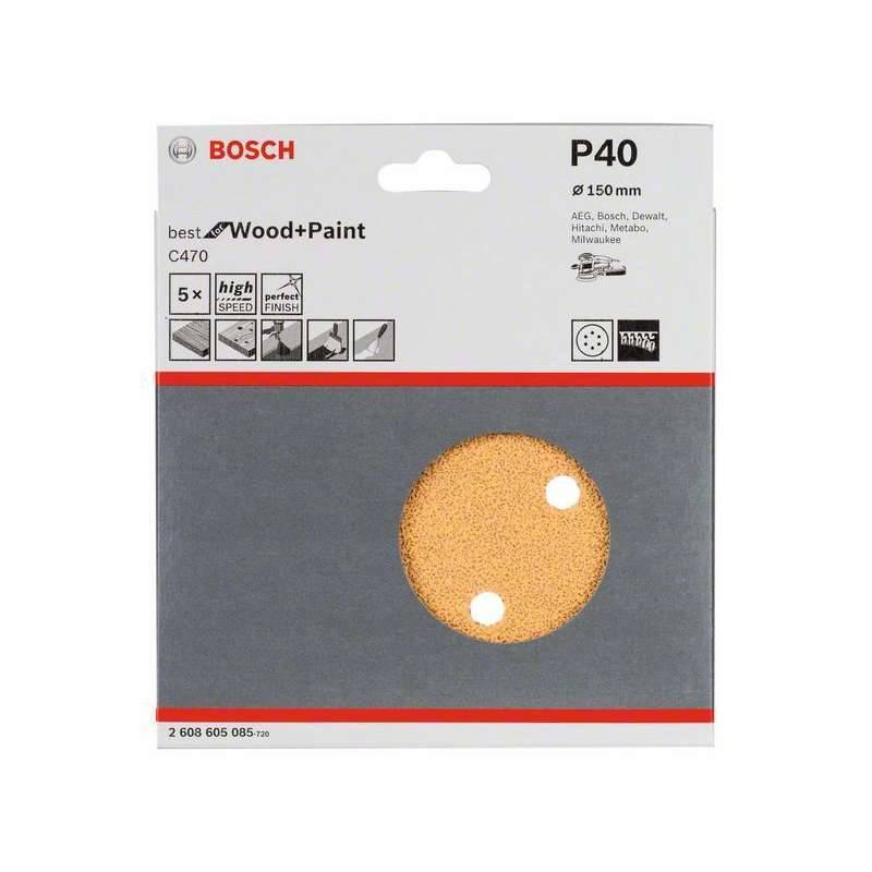 Bosch - 5 feuilles abrasives BOSCH Professional C470 Best for Wood and Paint pour ponceuses excentriques Ø 150mm - 6 trous - taille Grain 320 - BOSCH ACCESSOI - Image 2